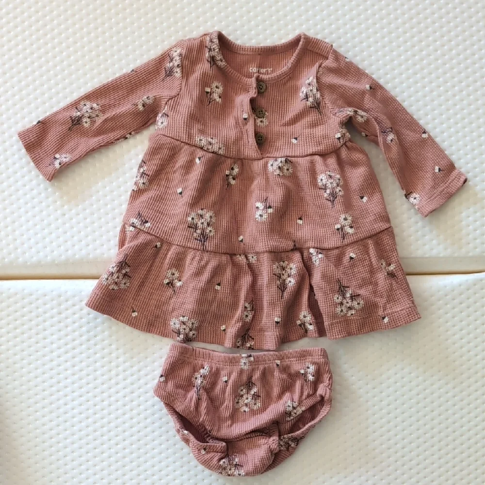 Carter's Pink Floral Diaper Cover Dress Set